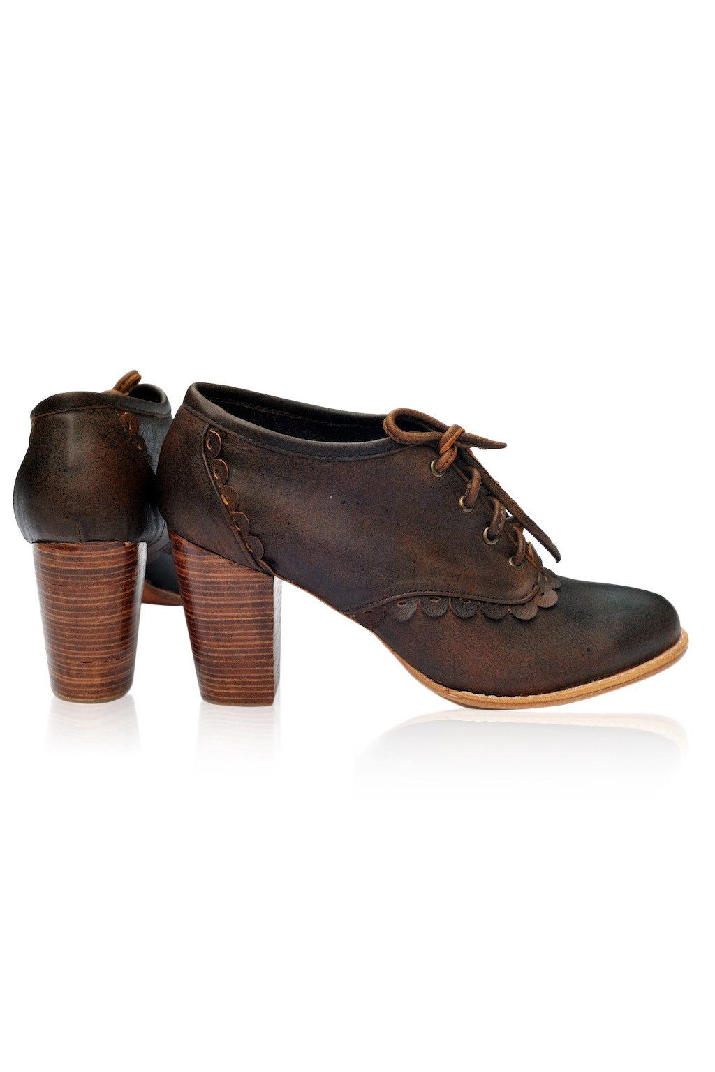 Lace Oxford Leather Heels