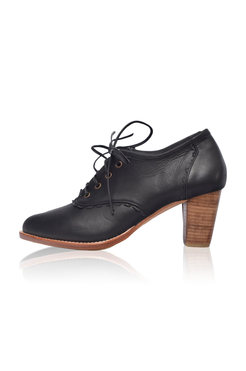 Lace Oxford Leather Heels