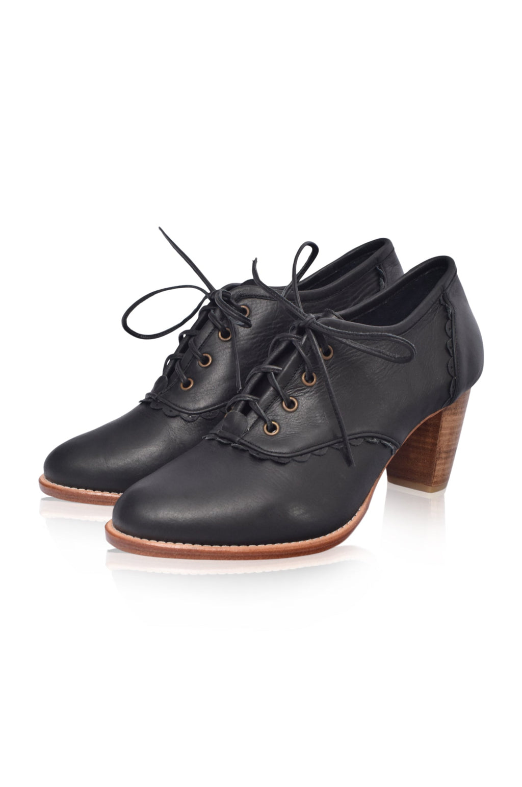 Lace Oxford Leather Heels