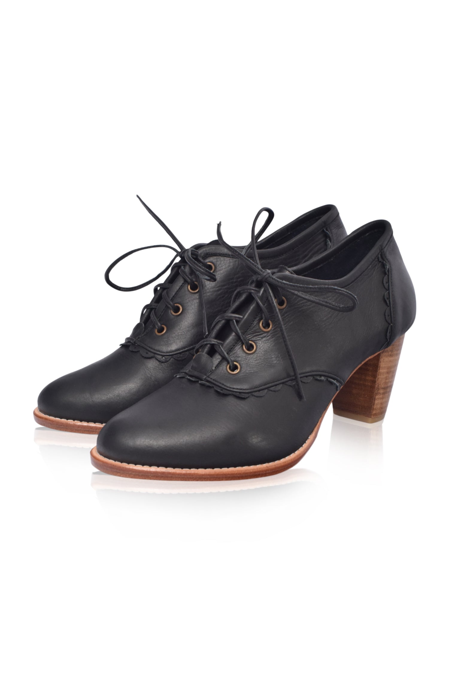 Lace Oxford Leather Heels
