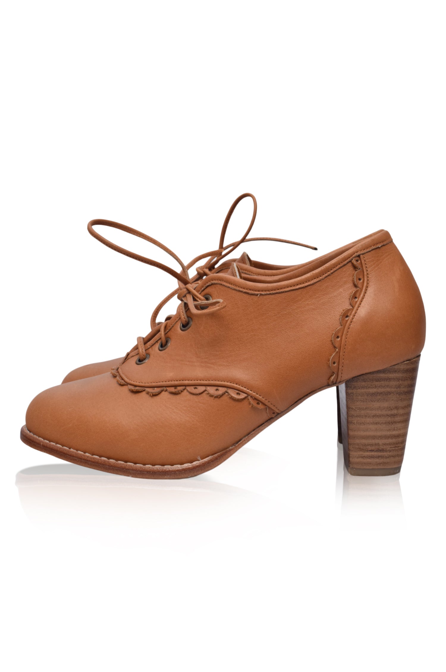 Lace Oxford Leather Heels