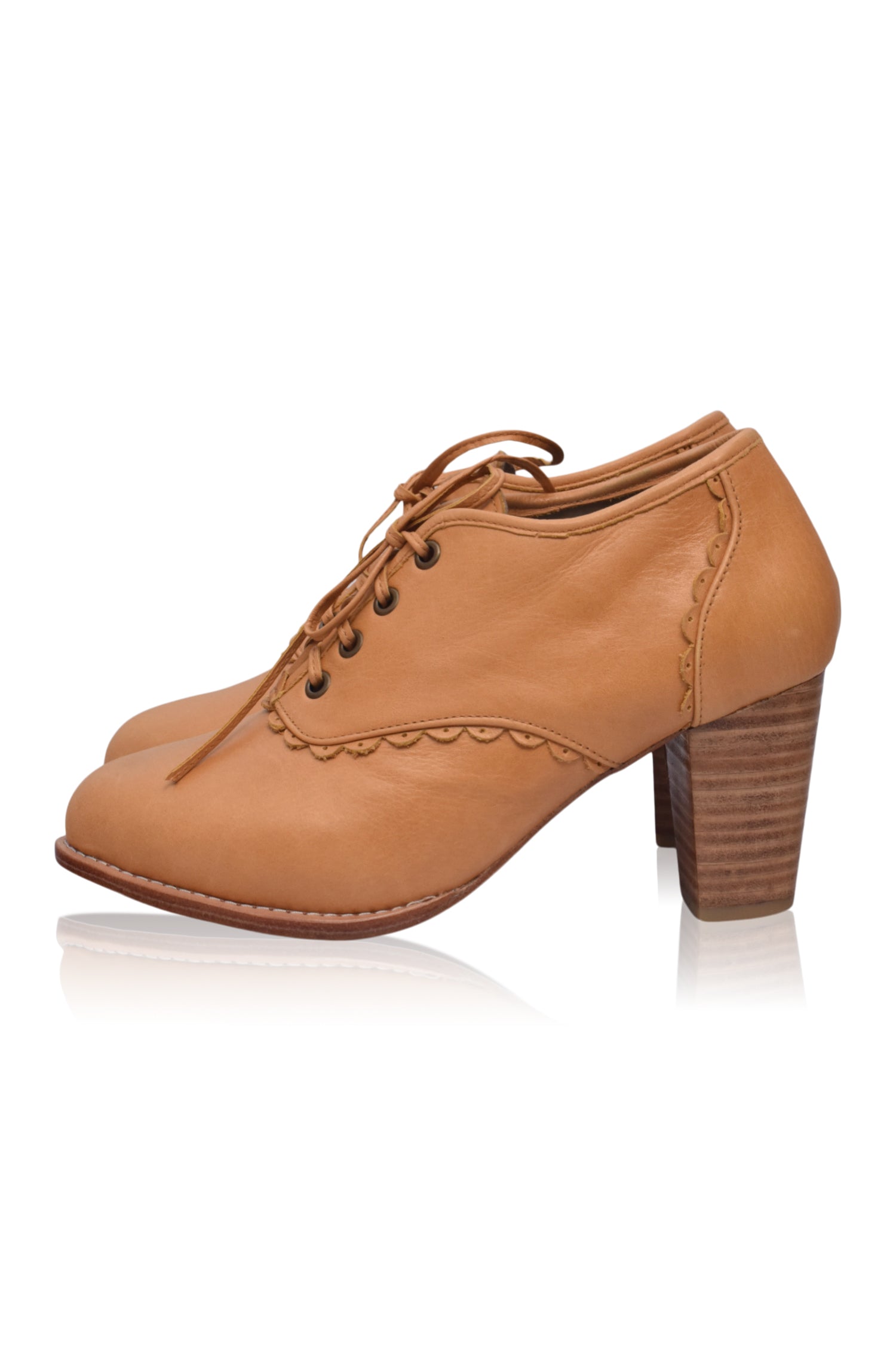Lace Oxford Leather Heels