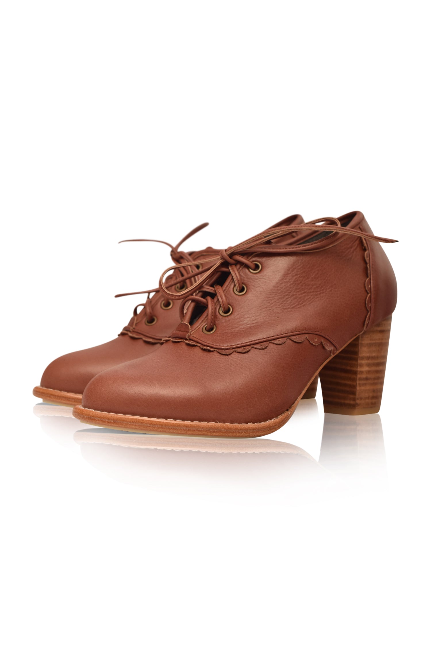 Lace Oxford Leather Heels