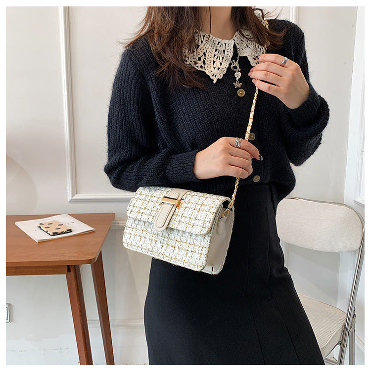 Summer texture handbag for women, fashionable and simple single shoulder bag, casual cross-body, woolen small square bag