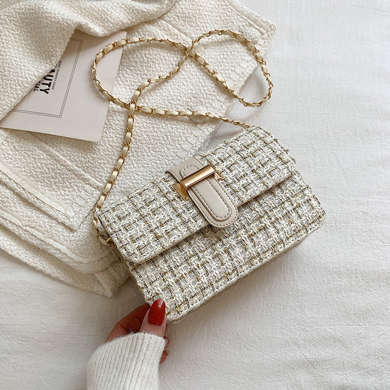 Summer texture handbag for women, fashionable and simple single shoulder bag, casual cross-body, woolen small square bag