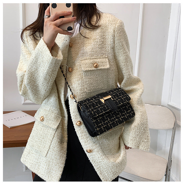 Summer texture handbag for women, fashionable and simple single shoulder bag, casual cross-body, woolen small square bag