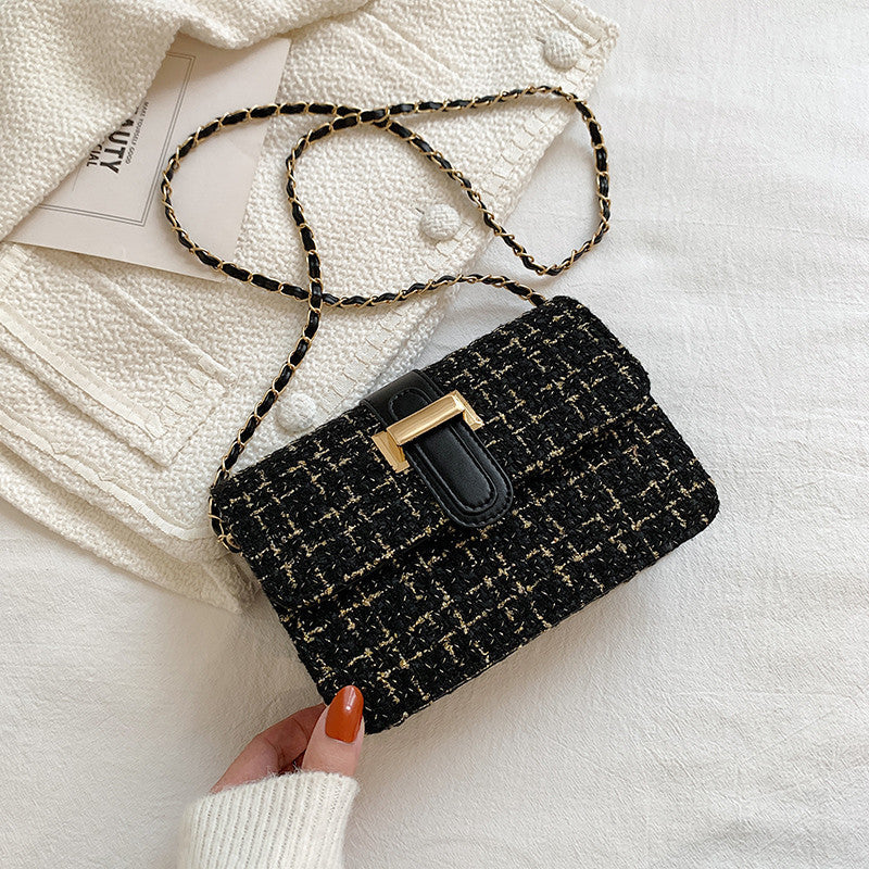 Summer texture handbag for women, fashionable and simple single shoulder bag, casual cross-body, woolen small square bag