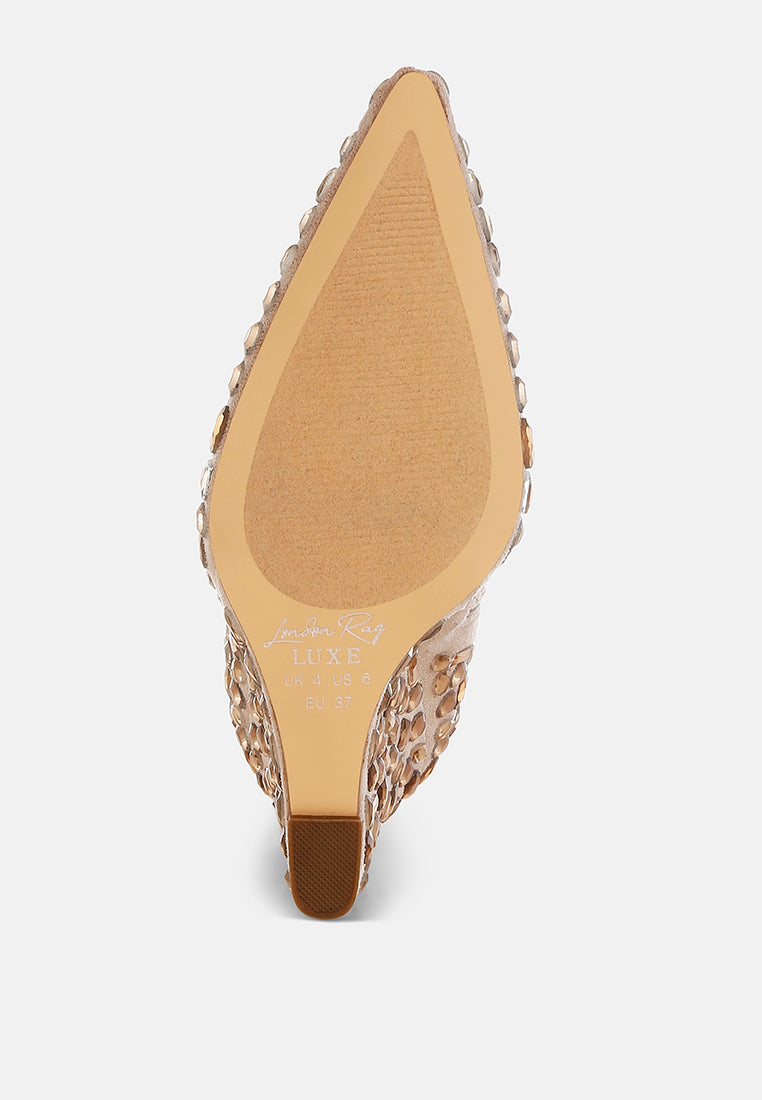 Trend Titan Diamante Slim Wedge Heel Boots