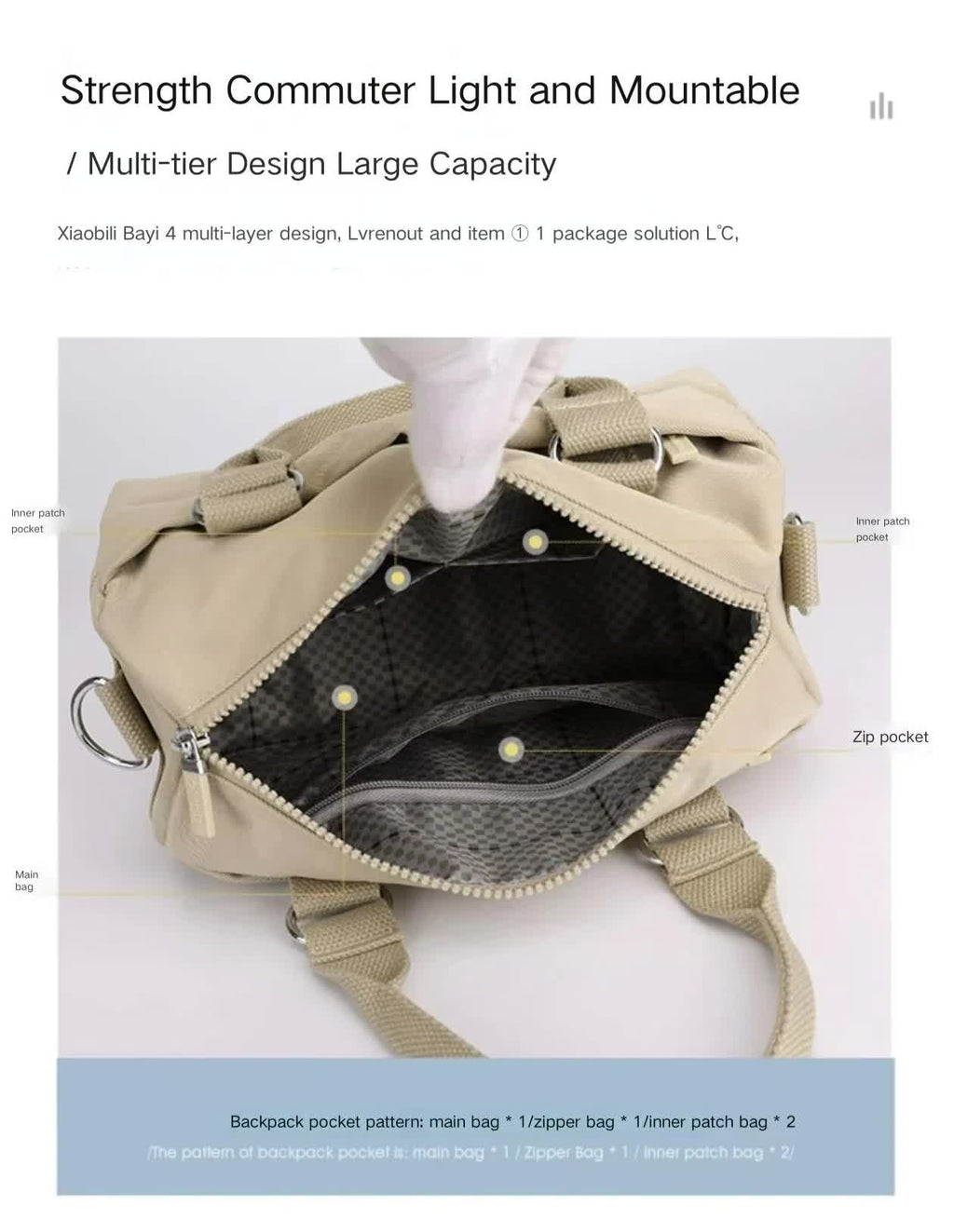 NNEDSZ 0486# Green Multifunctional Nylon Shoulder Bag - Lightweight and Spacious Handbag for Women, 27x18x14cm