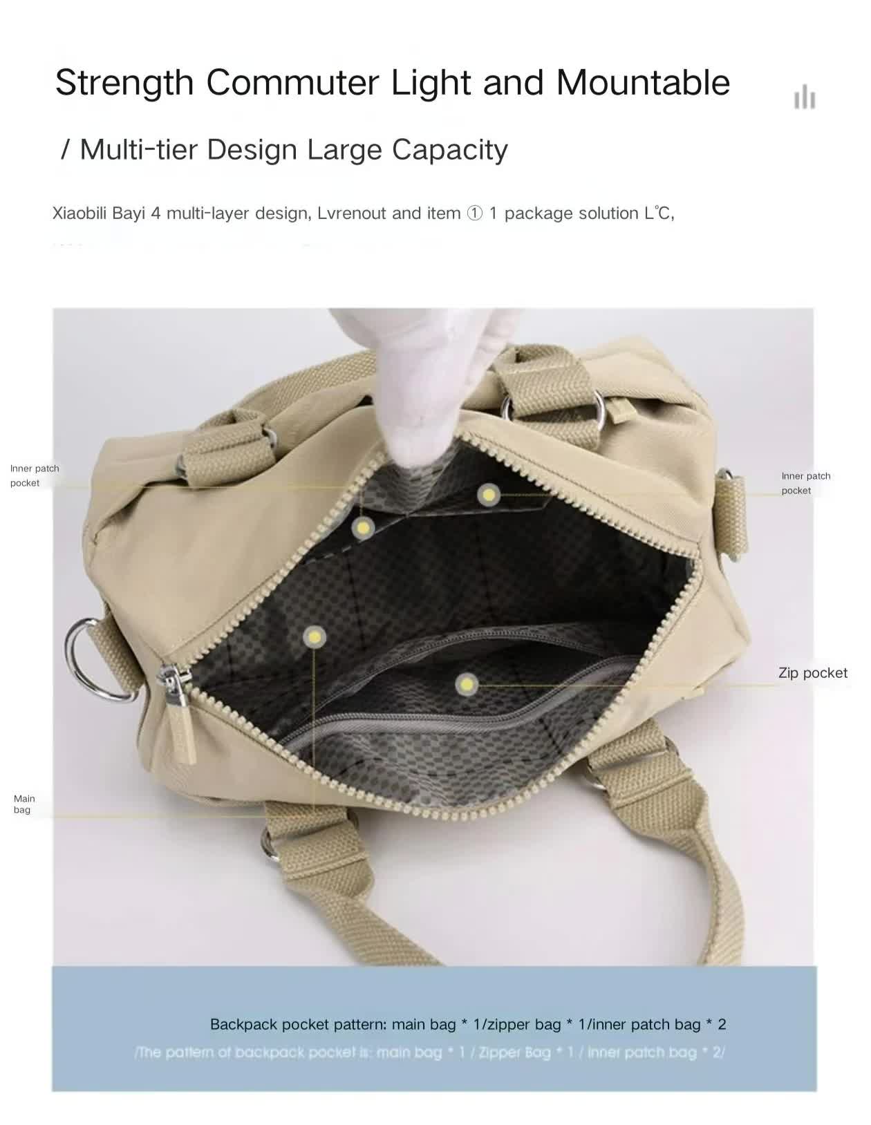 NNEDSZ 0486# Green Multifunctional Nylon Shoulder Bag - Lightweight and Spacious Handbag for Women, 27x18x14cm