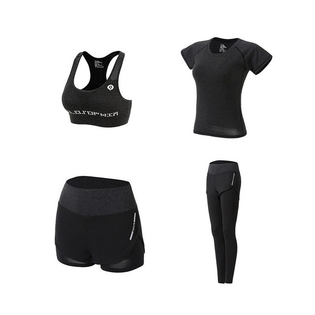 5Pcs Women's Yoga Sets Outdoor Running Yoga Quick Dry